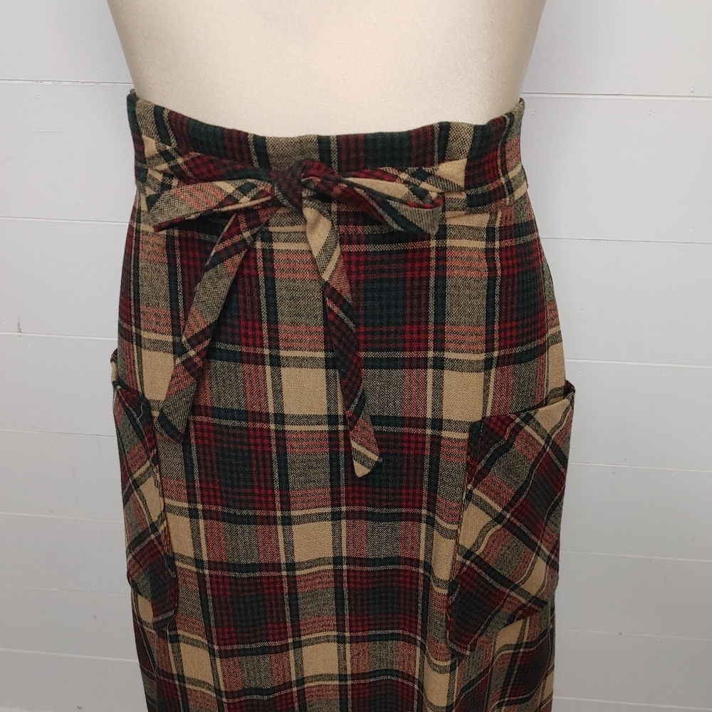 Vintage plaid wool maxi skirt size XS - Picture 2 of 8